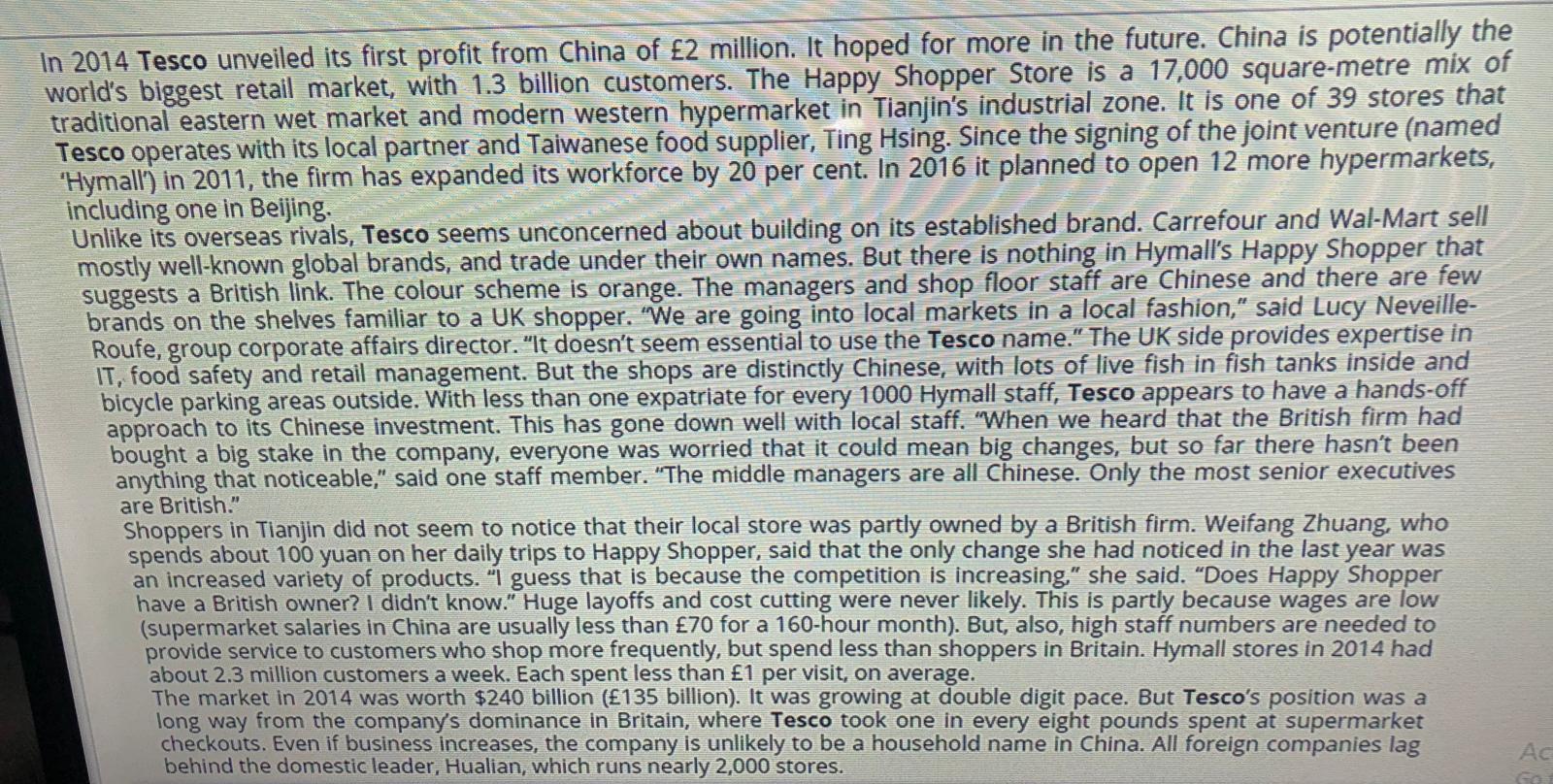 Question: Deciding on the global marketing