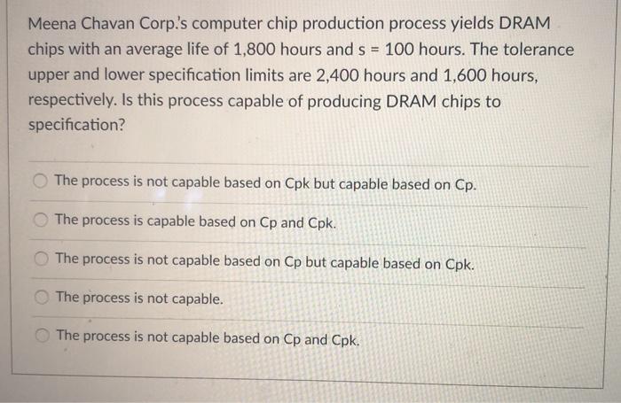 Meena Chavan Corp.'s computer chip production