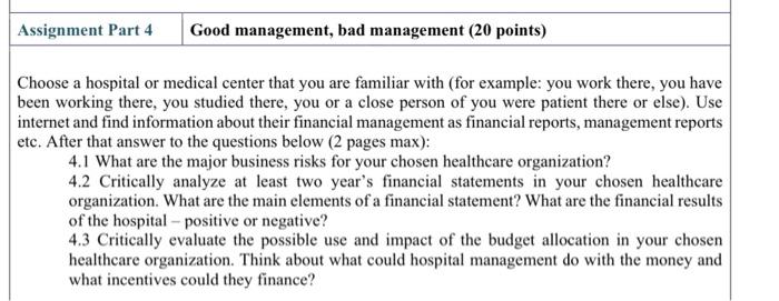 Assignment Part 4 Good management, bad management