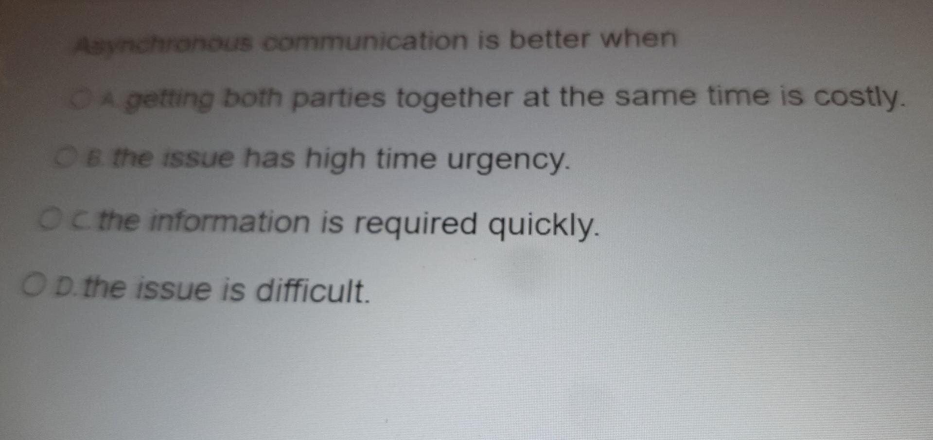 Asynchronous communication is better when CA