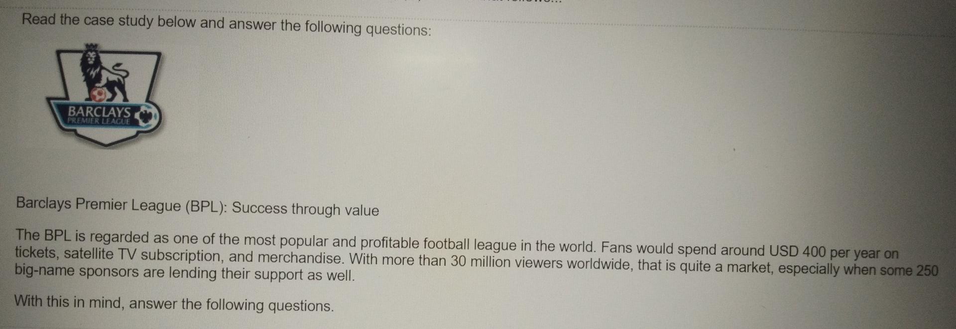 Read the case study below and answer the