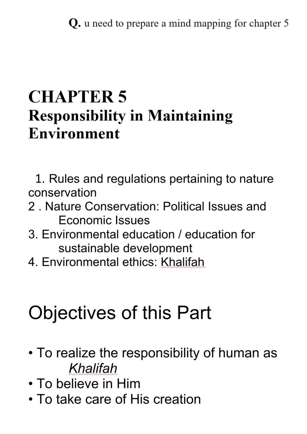 Q. u need to prepare a mind mapping for chapter 5