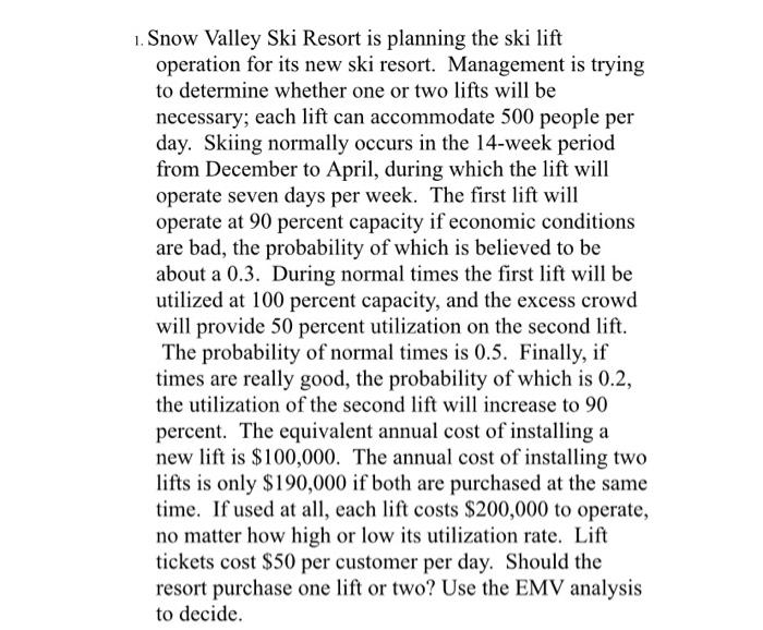 please ensure you use the EMV analysis & state