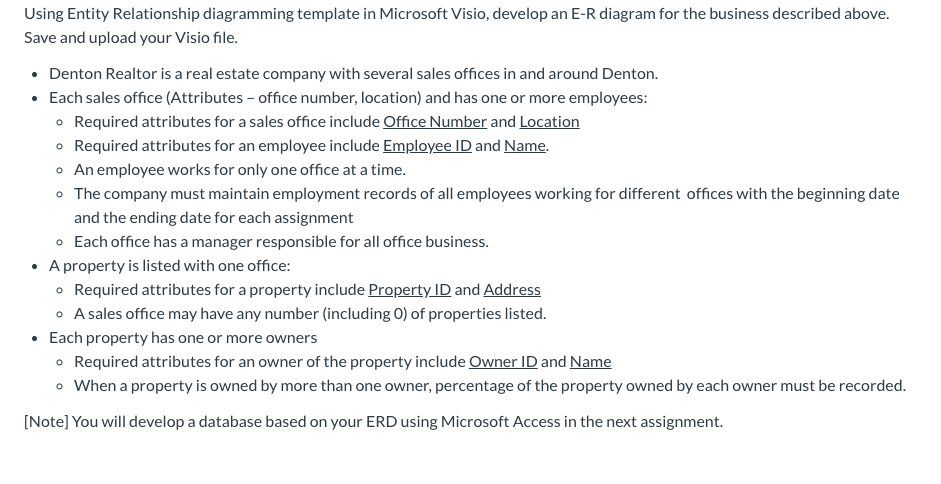 Using Entity Relationship diagramming template in