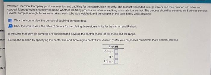 Webster Chemical Company produces mastics and