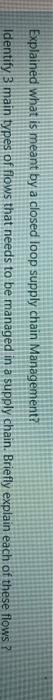 Explained what is meant by a closed loop supply