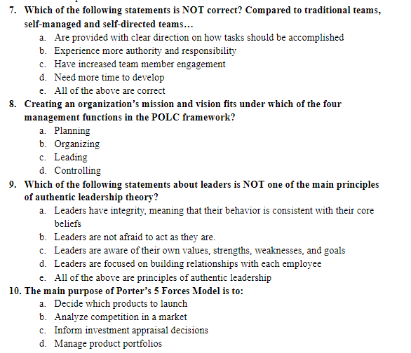 7. Which of the following statements is NOT