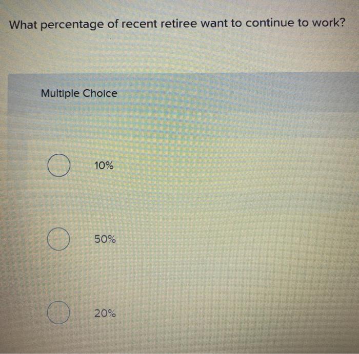 What percentage of recent retiree want to