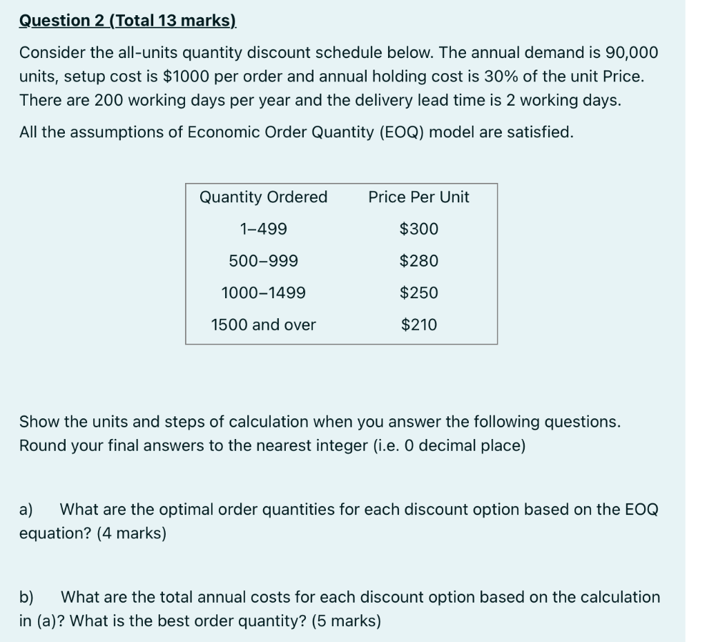 Question 2 (Total 13 marks). Consider the