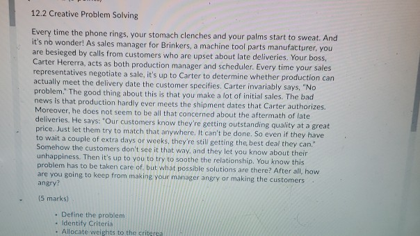 12.2 Creative Problem Solving Every time the