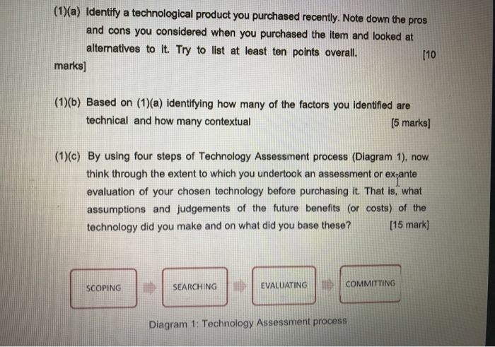 (1)(a) Identify a technological product you