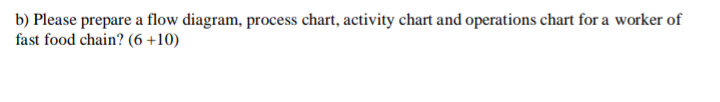 b) Please prepare a flow diagram, process chart,