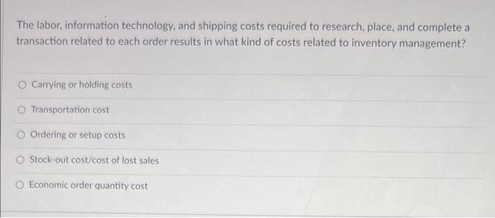 The labor, information technology, and shipping