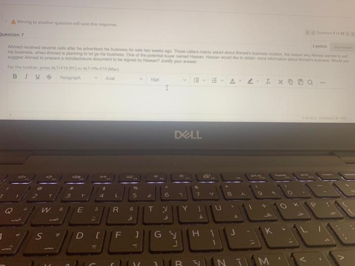 Moving to another question will save this