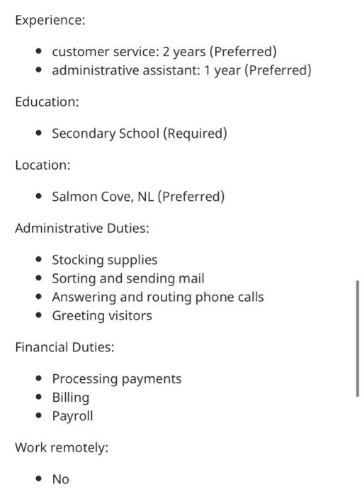 based on the job spec attached answer the