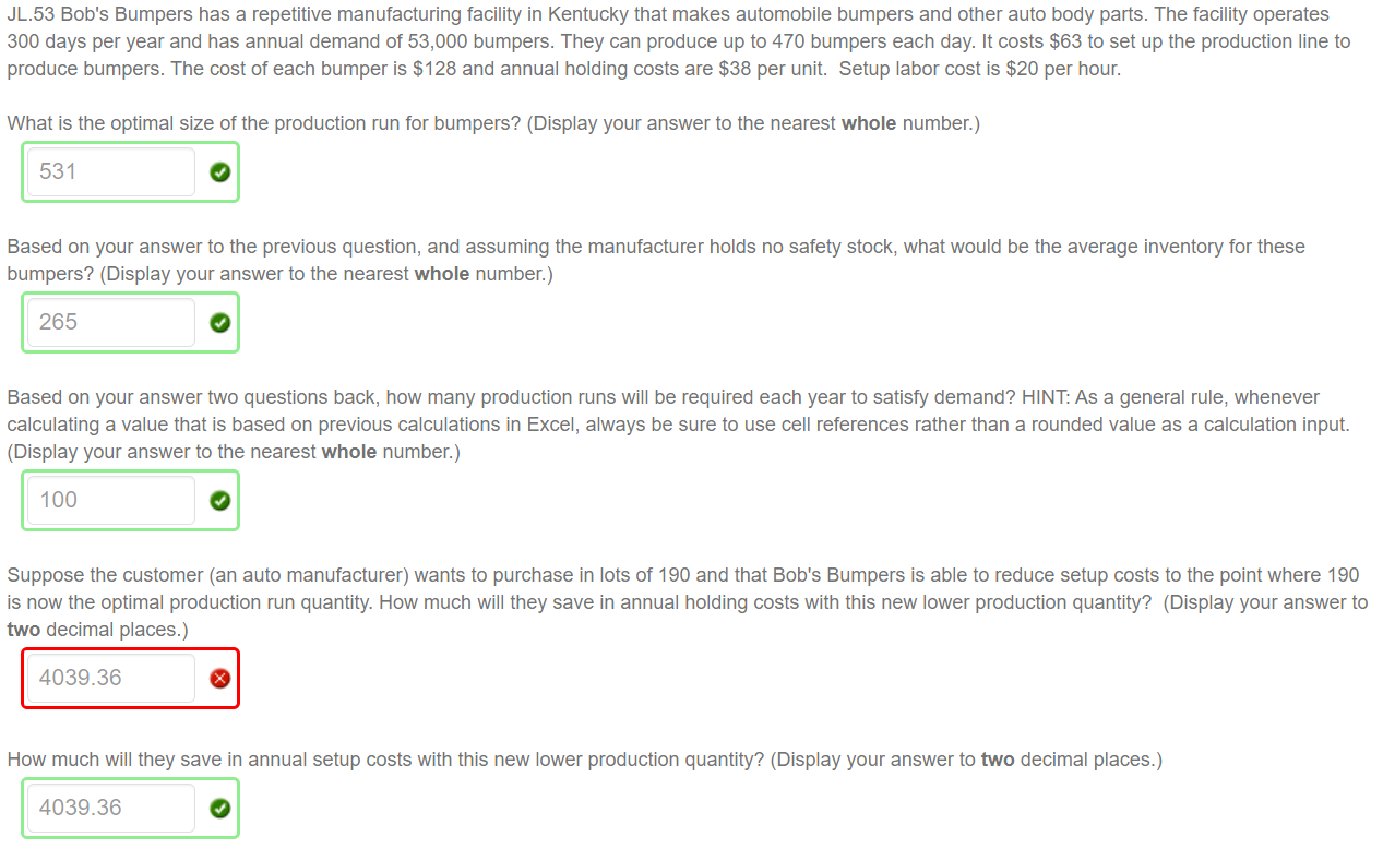 Savings for annual holding costs is not $4039.36