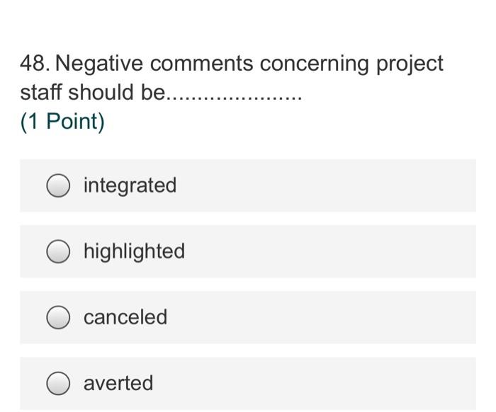 48. Negative comments concerning project staff