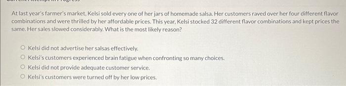 At last year's farmer's market, Kelsi sold every