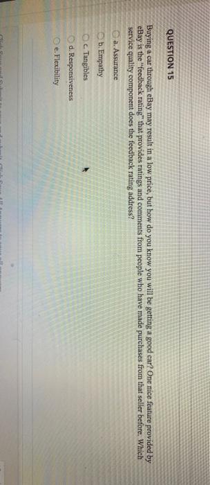 QUESTION 15 Buying a car through eBay may result