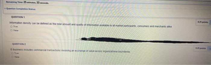 Remaining Time: 25 minutes, 33 seconds. Question