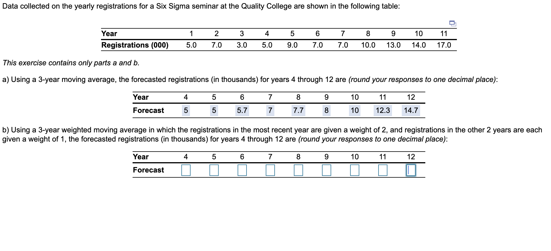Data collected on the yearly registrations for a