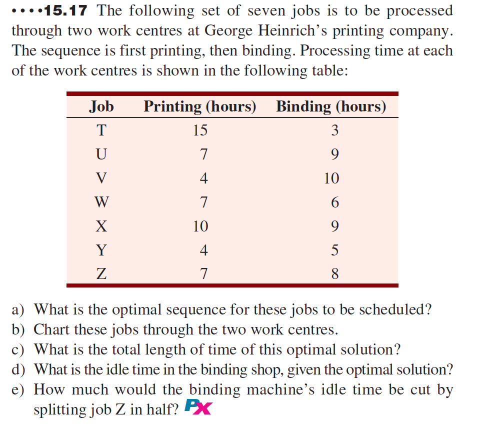 Please answer D & E .15.17 The following set of