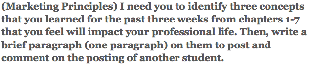 (Marketing Principles) I need you to identify