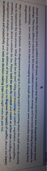 Joseph senses that there is some conflict in his