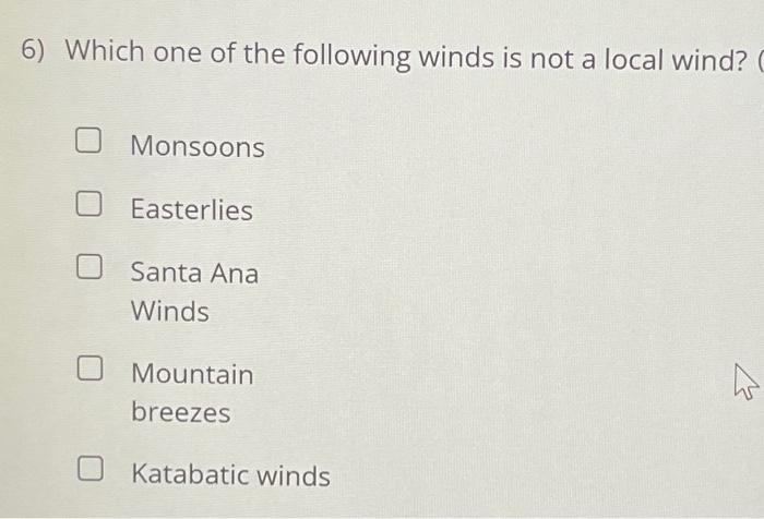 6) Which one of the following winds is not a