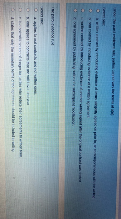 Under the parol evidence rule, parties cannot