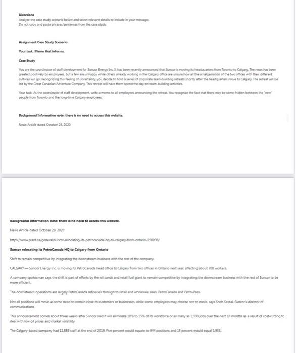 Directions Analyze the case studie below and