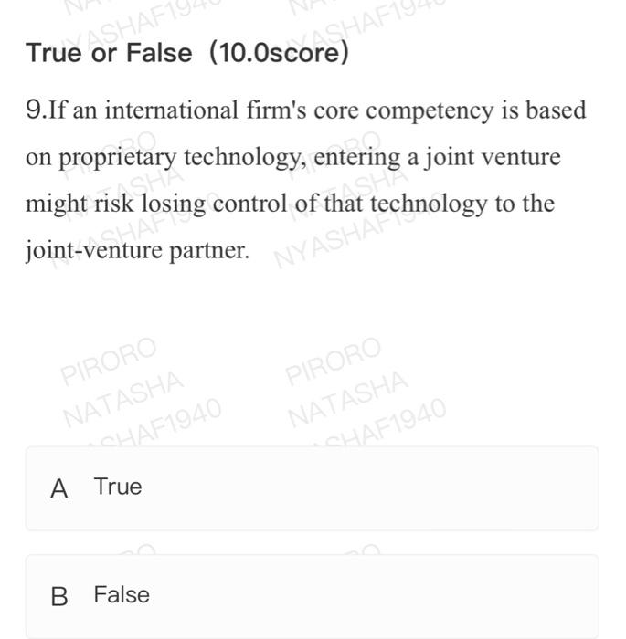 True or False (10.0scorHAF19 9.If an