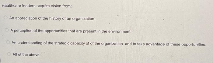 Healthcare leaders acquire vision from: An