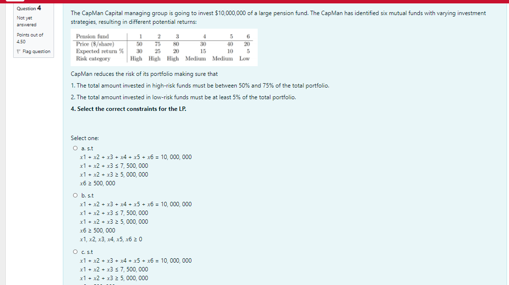 Question 4 Not yet answered The CapMan Capital