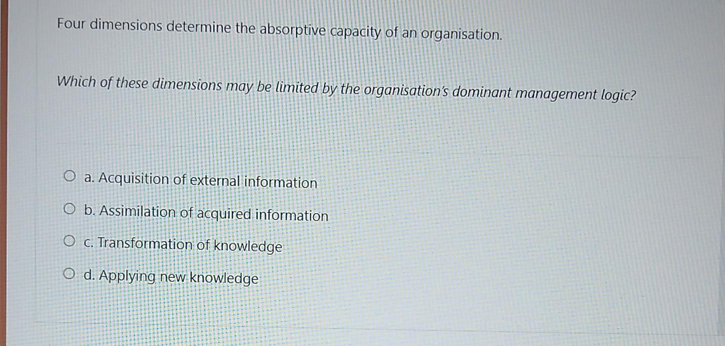 Four dimensions determine the absorptive capacity