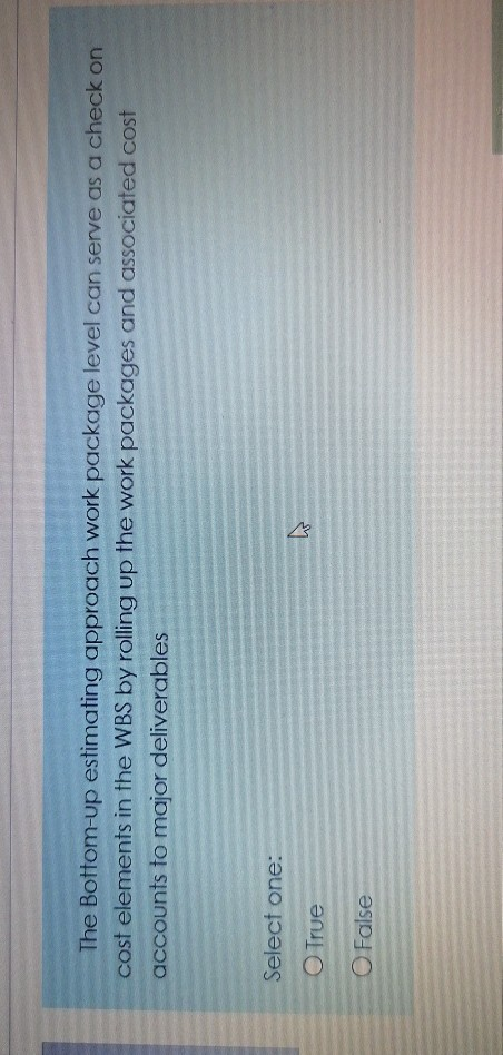 The Bottom-up estimating approach work package