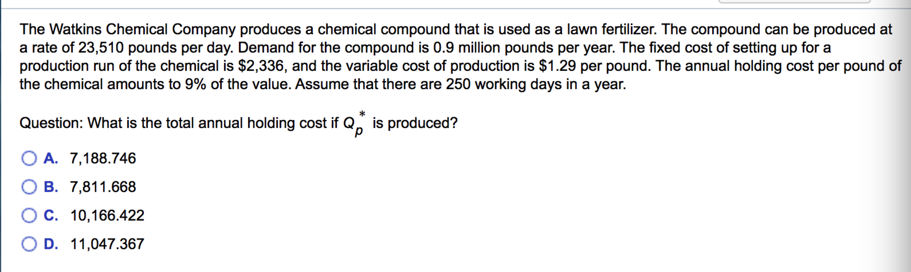 23510 The Watkins Chemical Company produces a