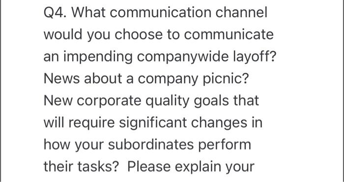 Q4. What communication channel would you choose