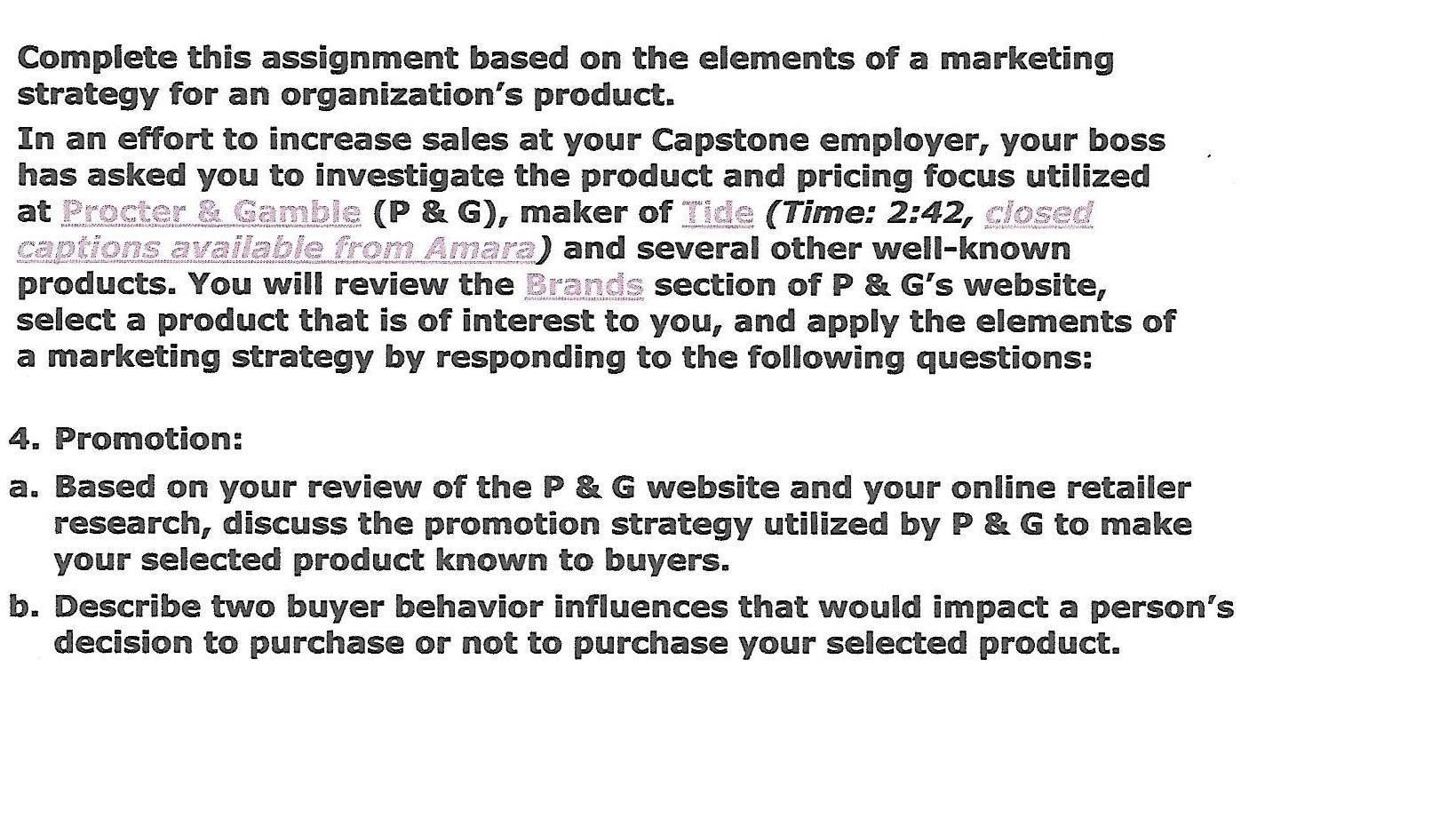 Complete this assignment based on the elements of