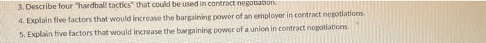 3. Describe four "hardball tactics that could be