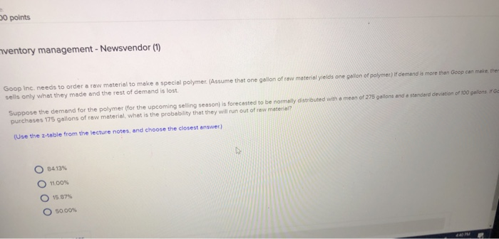 points nventory management - Newsvendor (1) Goop