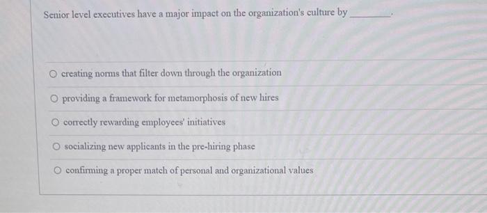 Senior level executives have a major impact on