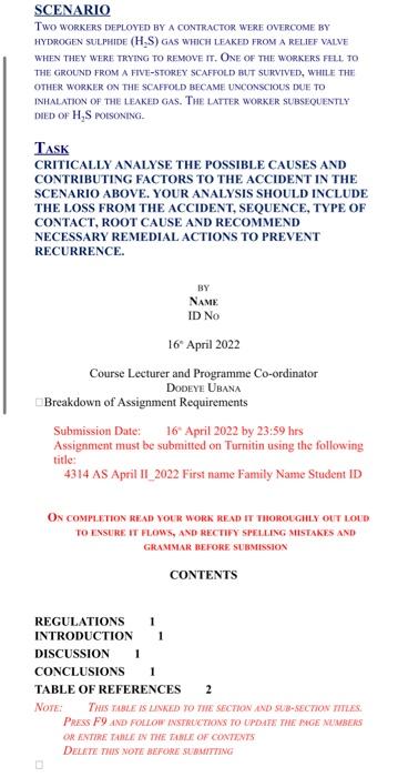 SCENARIO TWO WORKERS DEPLOYED BY A CONTRACTOR