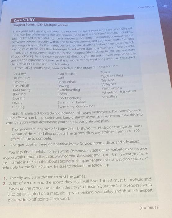 Sport Facility and Event Management Ch.2 Case