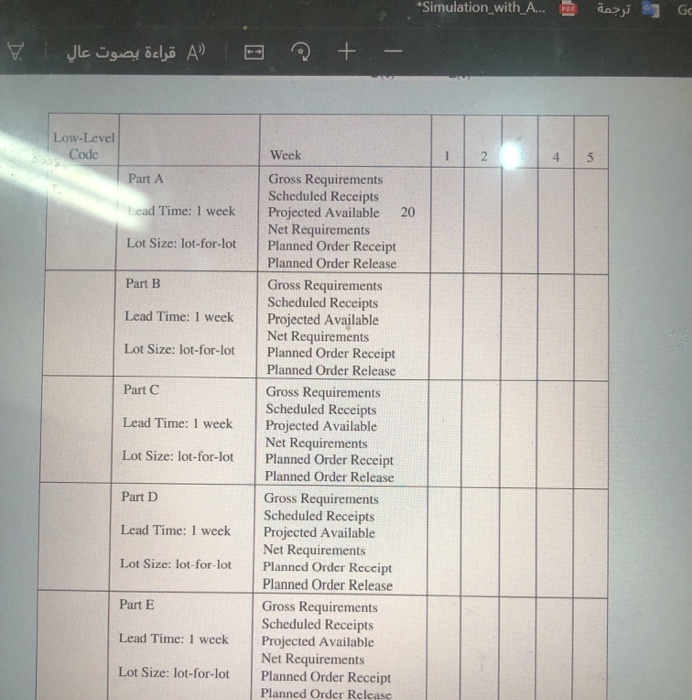 4.15. Given the following product tree, explode,