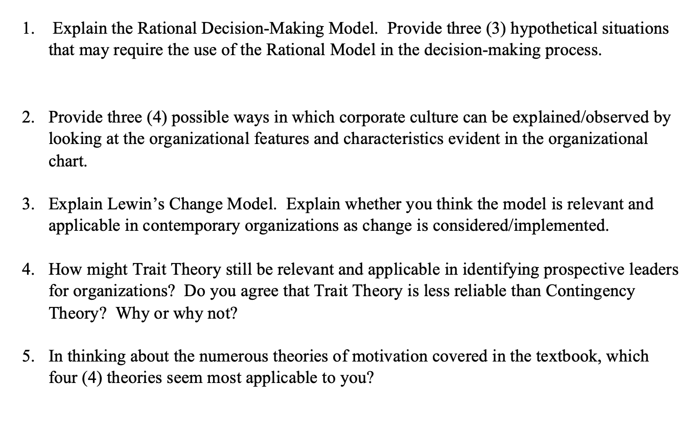 1. Explain the Rational Decision-Making Model.
