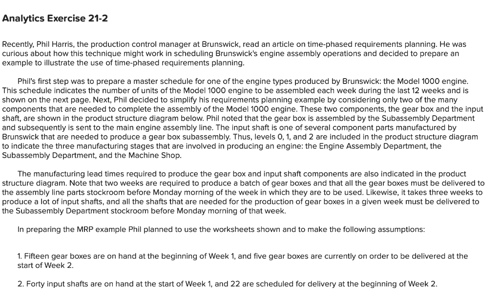 Analytics Exercise 21-2 Recently, Phil Harris,