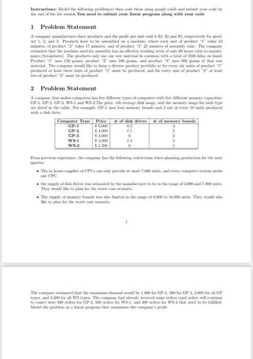 Instruction Model the filming problem(s) the code
