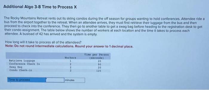 Additional Algo 3-8 Time to Process X The Rocky
