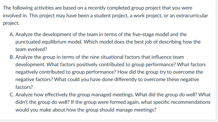 The following activities are based on a recently